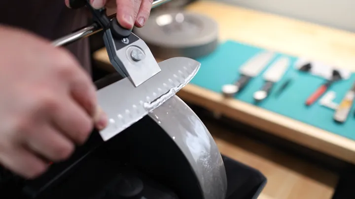 Knife at sharpening angle
